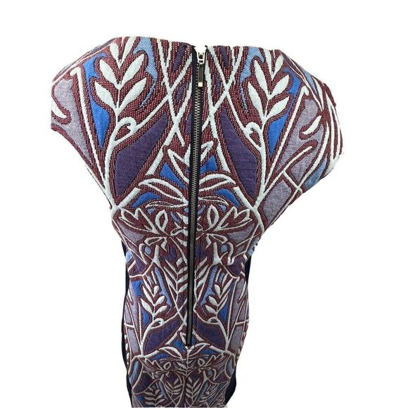 Anthropologie HD in Paris Blue Cleo Jacquard Sheath Knit Panel Dress Sz Small - Picture 9 of 14